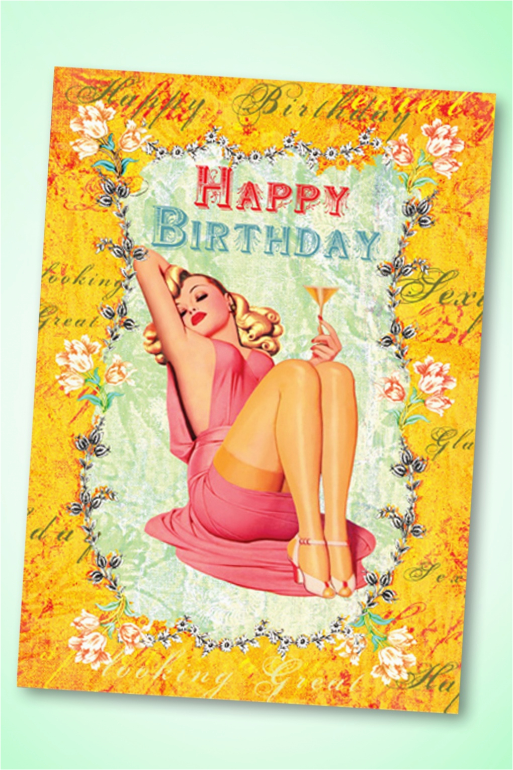 50s tres chic happy birthday greeting card