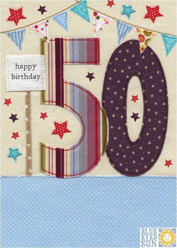 stars bunting 50th birthday card karenza paperie