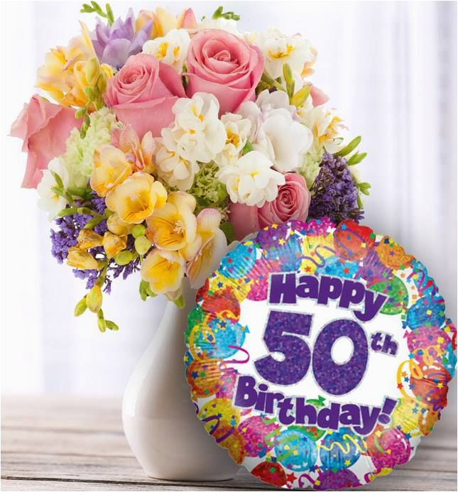 50th Birthday Flowers and Balloons Pin by Tiffany Rose Princess On