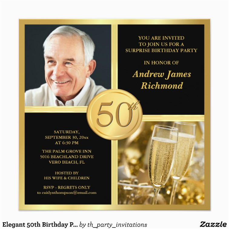 elegant 50th birthday party invitations with photo zazzle