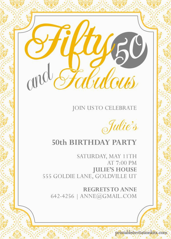 50th Birthday Party Invitations Free Printable 50th Birthday Invitation Templates Free Printable A