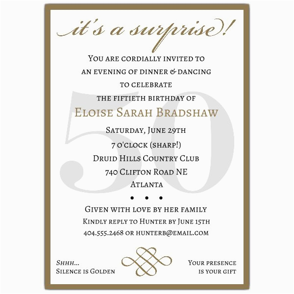 classic 50th birthday gold surprise party invitations p 607 57 50sg