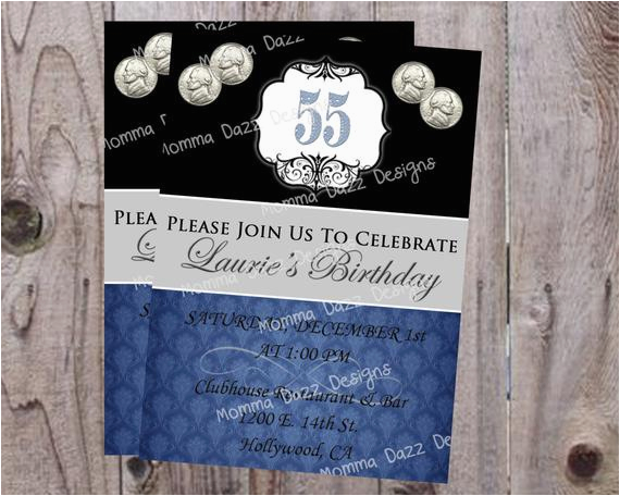 double nickel 55th birthday invitation by mommadazzdesigns