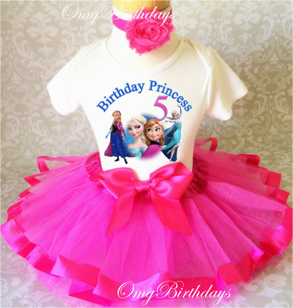 frozen elsa anna princess hot pink girl 5th fifth birthday