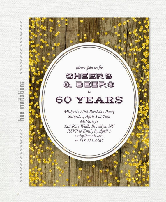 60th birthday invitation for men cheers