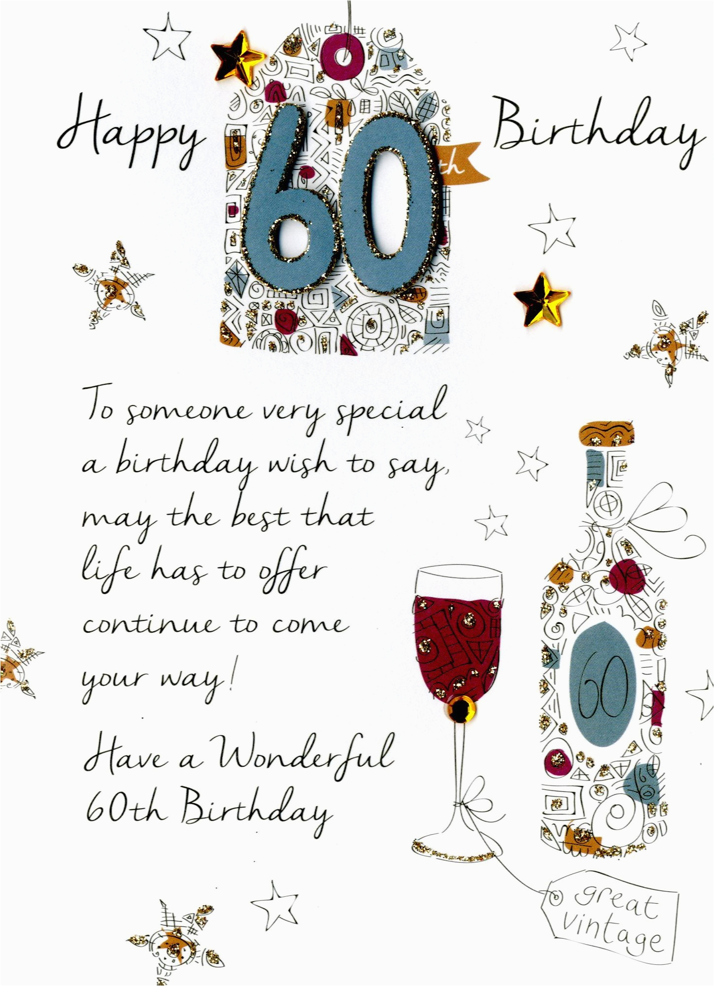 60th Birthday Card Message Male 60th Birthday Greeting Card Cards Love 