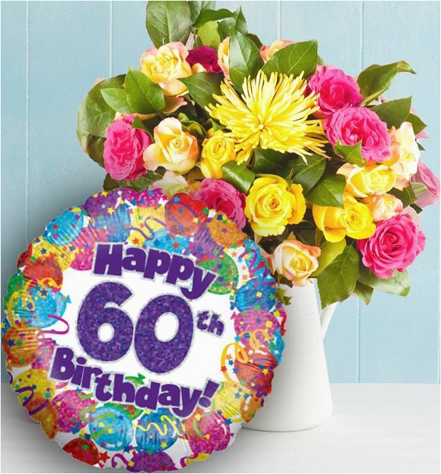 60th birthday flowers and balloon available for uk wide