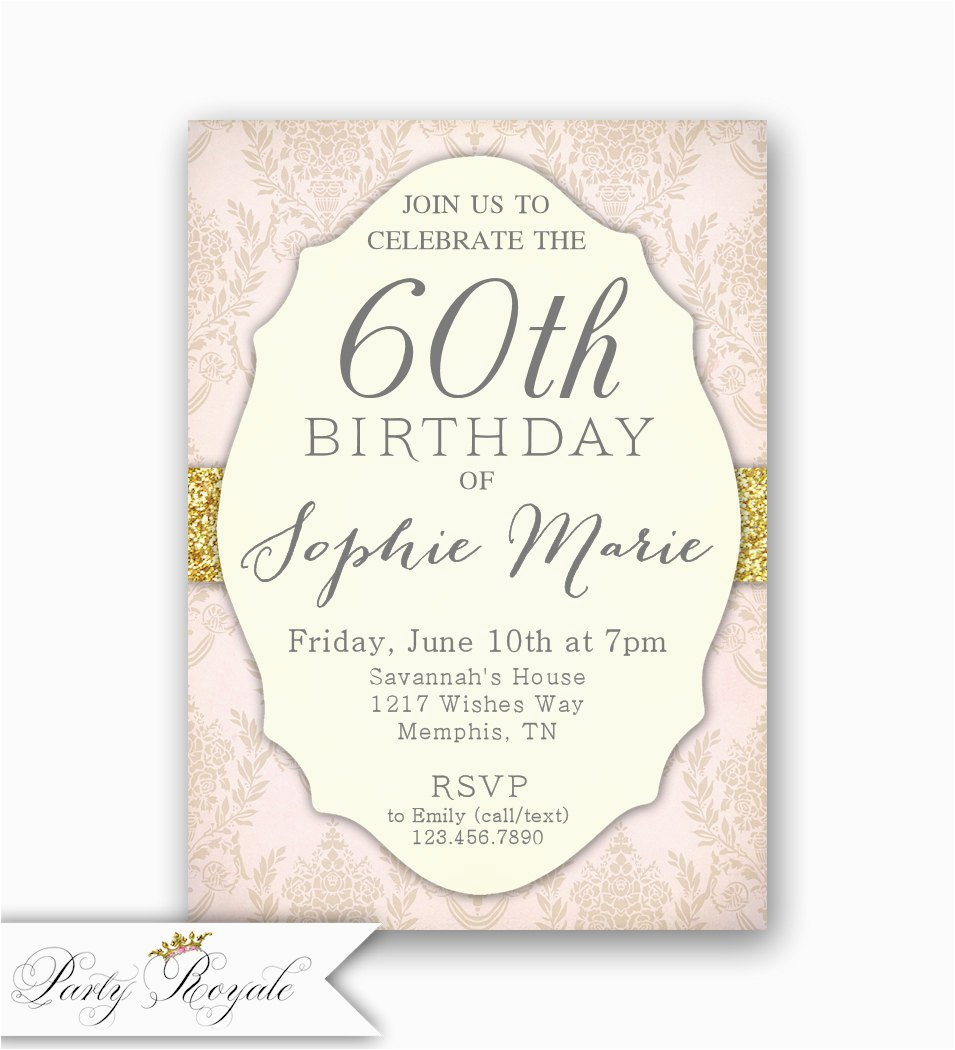 elegant 60th birthday invitations womens