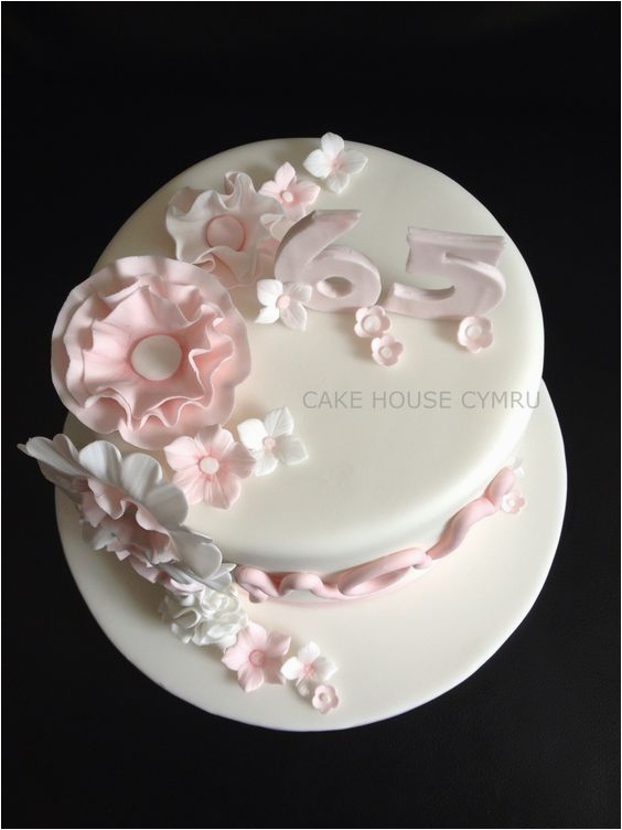 65th birthday cake white pink flowers allies stuff