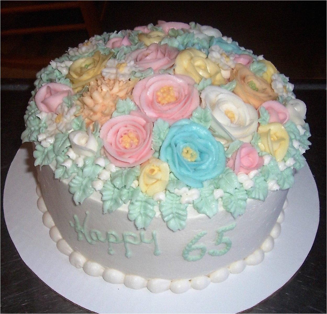 65th birthday flower cake 2 cake decorating community