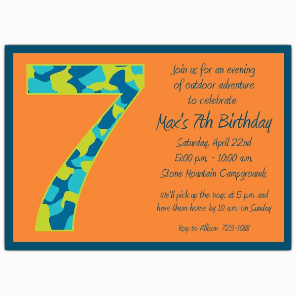 birthday boy camo 7th birthday invitations paperstyle