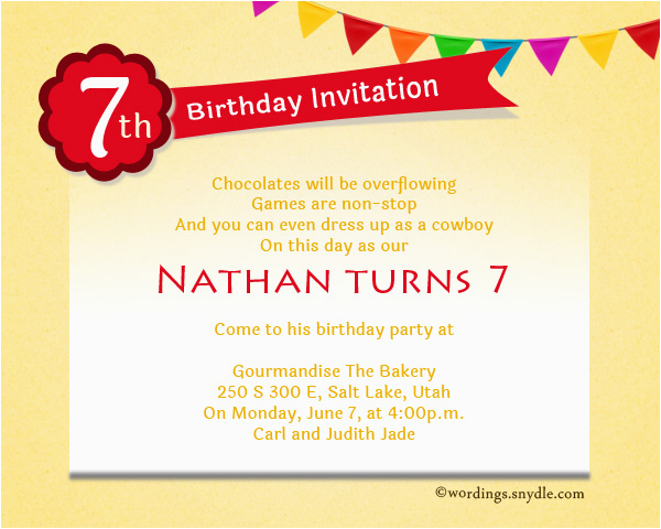 7 Year Old Birthday Invitation Wording Girls 7th Birthday Program Just ...