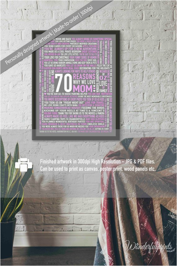70 reasons we love mom 70th birthday gift for her for
