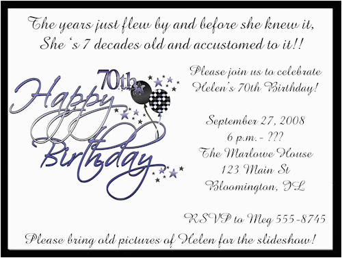 70 birthday party invitations