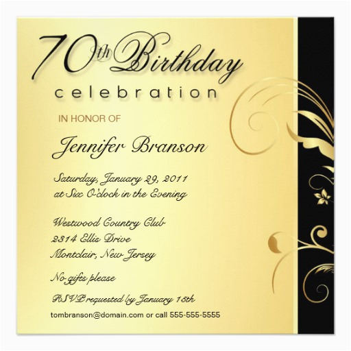 70th birthday party elegant gold floral invites 161551235227294521