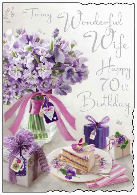 jonny javelin birthday wife 70th card flowers and cake