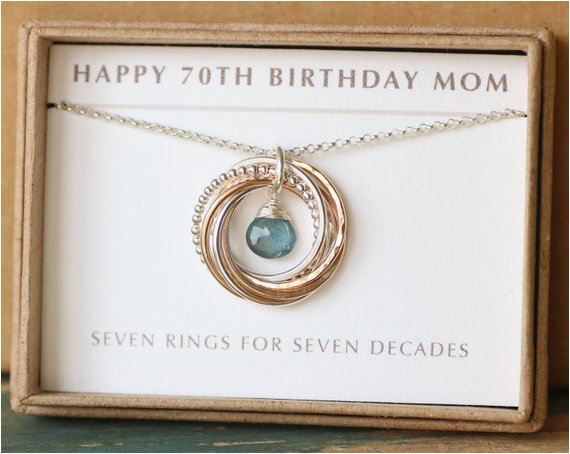 70th birthday gift for mom aquamarine necklace march