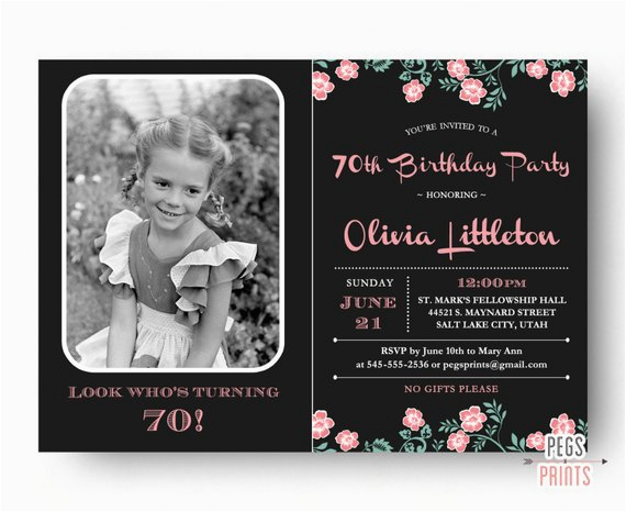 photo birthday invitation 70th birthday