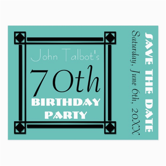 retro frame 70th birthday party save the date postcard