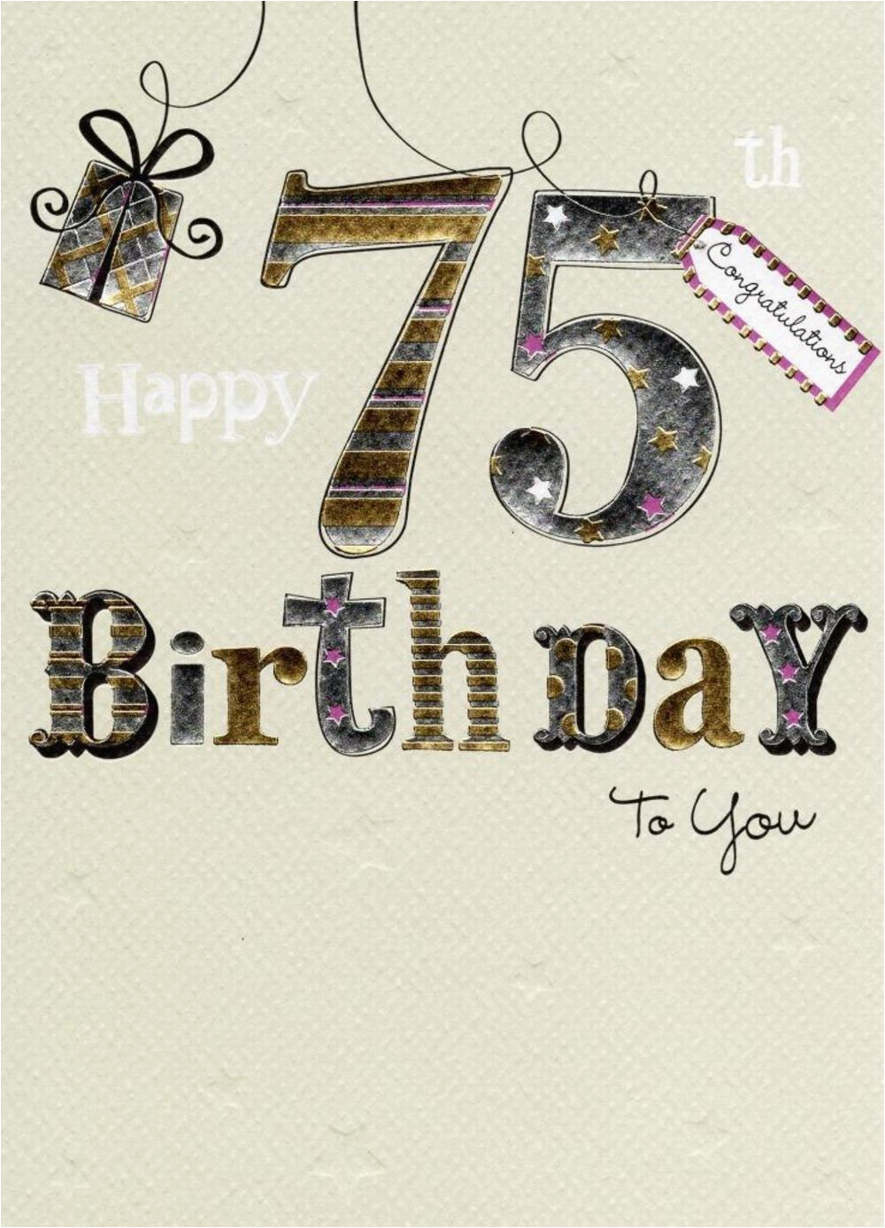 kcsnma055 happy 75th birthday foiled greeting card second nature cards