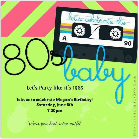 80s themed birthday party invitations