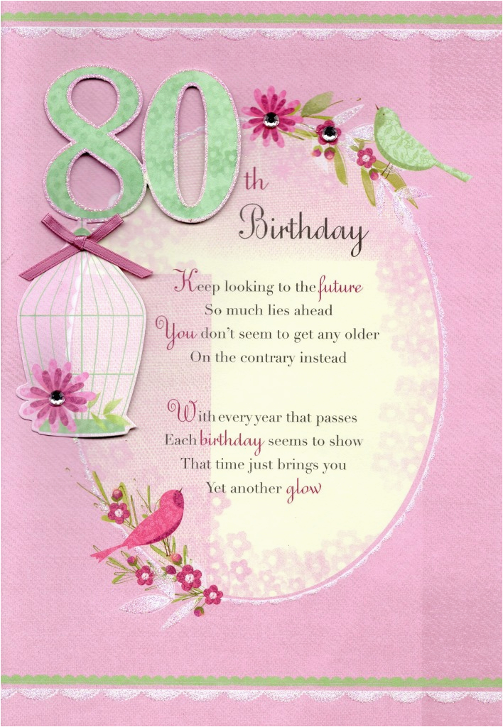 80th Birthday Card Message 80th Happy Birthday Greeting Card Lovely Verse Embellished BirthdayBuzz