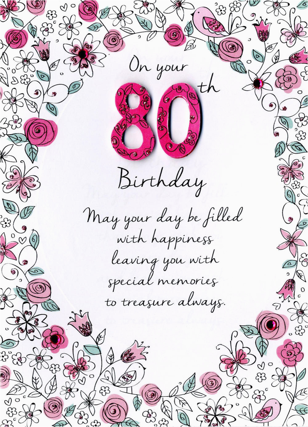 80th Birthday Card Message Female 80th Birthday Greeting Card Cards 