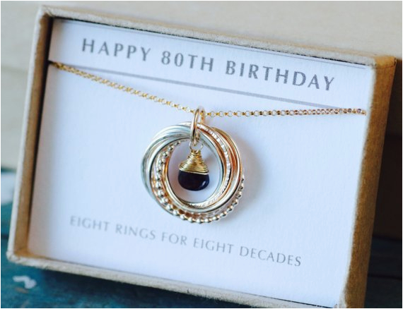 80th birthday gift for her january birthstone necklace