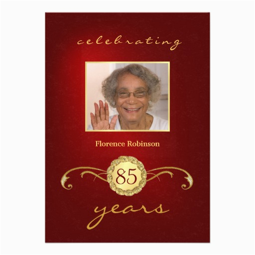 85th birthday party photo invitations red 161155966971493039