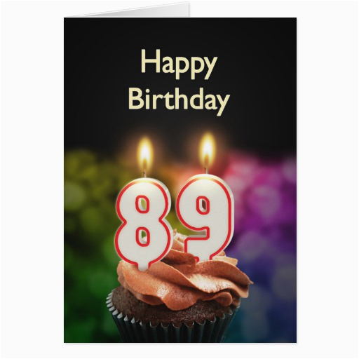 89th birthday with cake and candles greeting card 137917052277668384