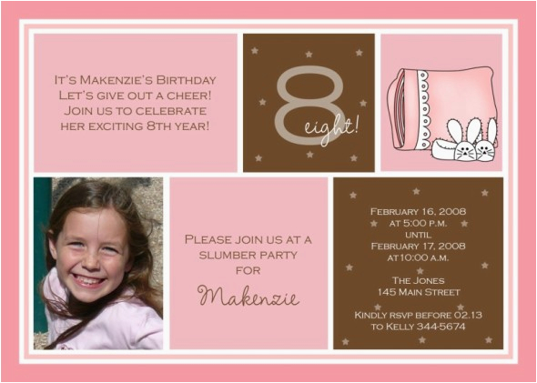 8th birthday party invitation wording