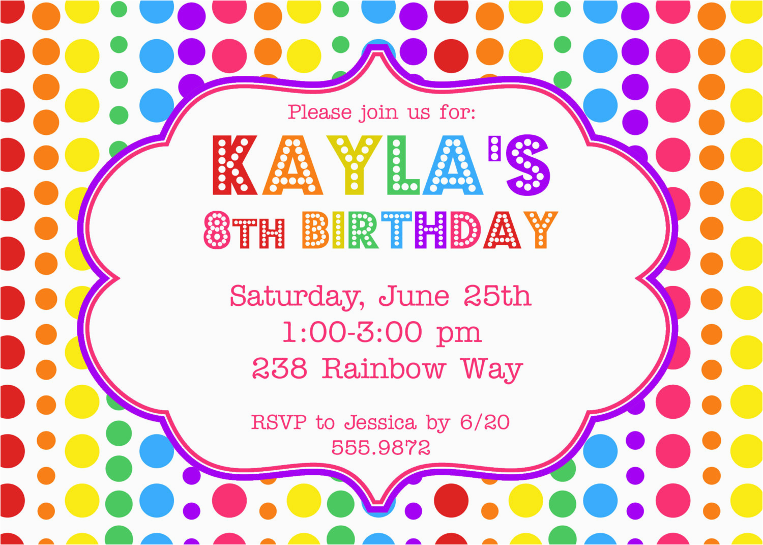 8th Birthday Invitation Templates Birthday Invites Birthday Party