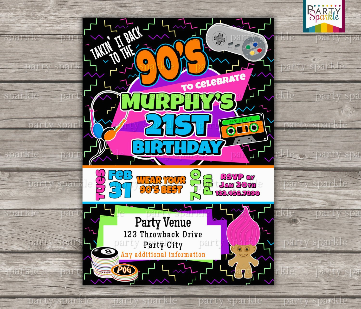 90s Birthday Invitation Templates BirthdayBuzz