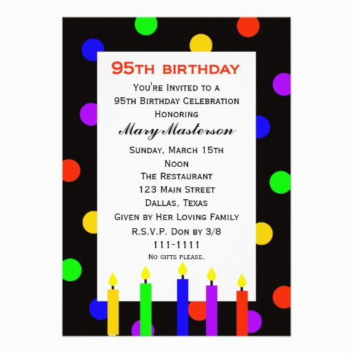 95th birthday party invitation candles and dots 161574954750320718