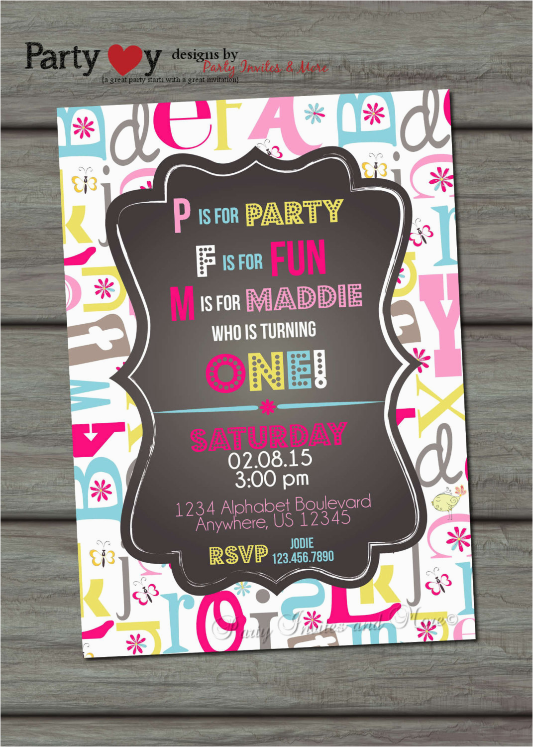 abc birthday invitation first birthday by partyinvitesandmore