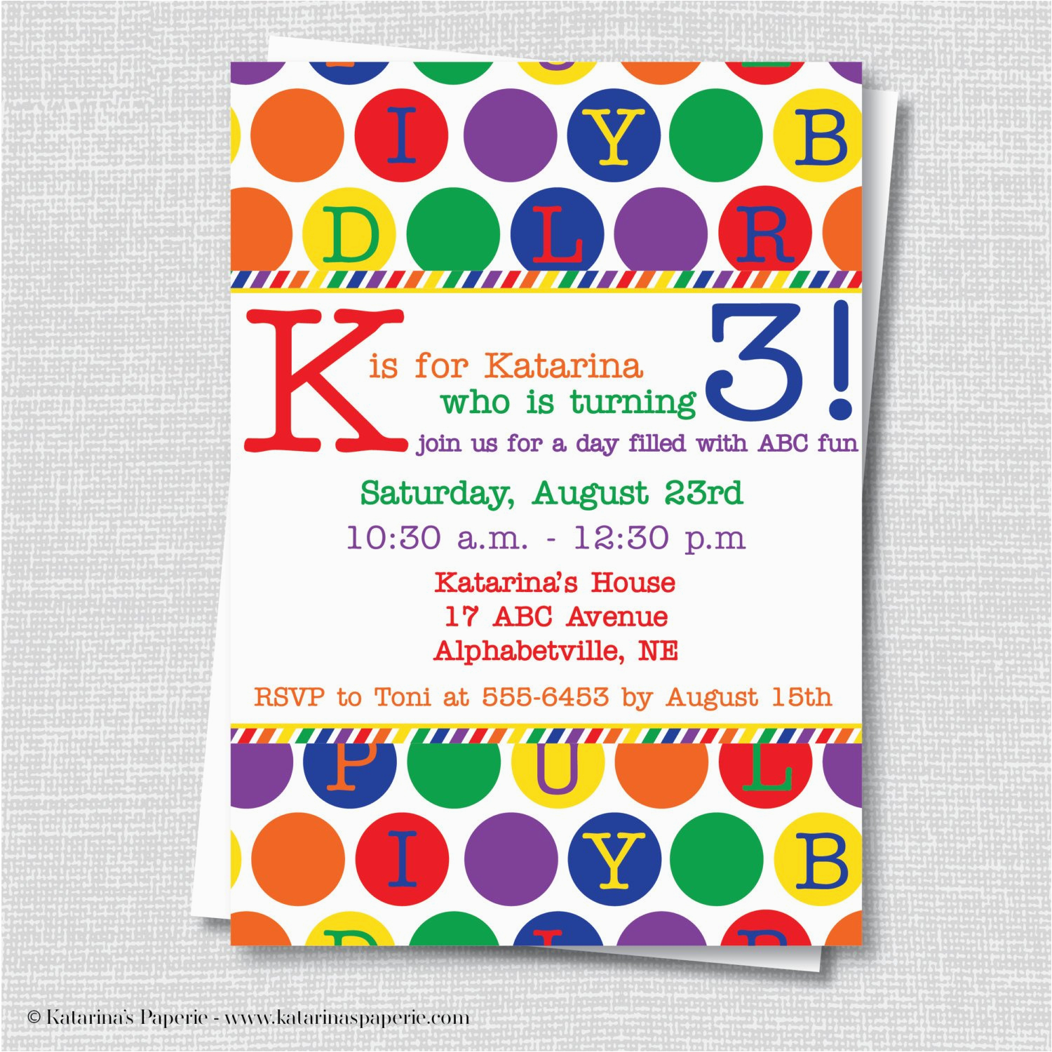 abc birthday party invite rainbow alphabet party birthday