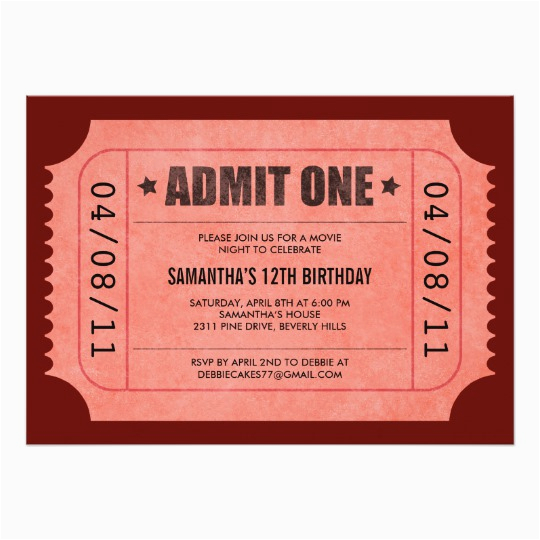 red admit one ticket invitations 161556046356609394
