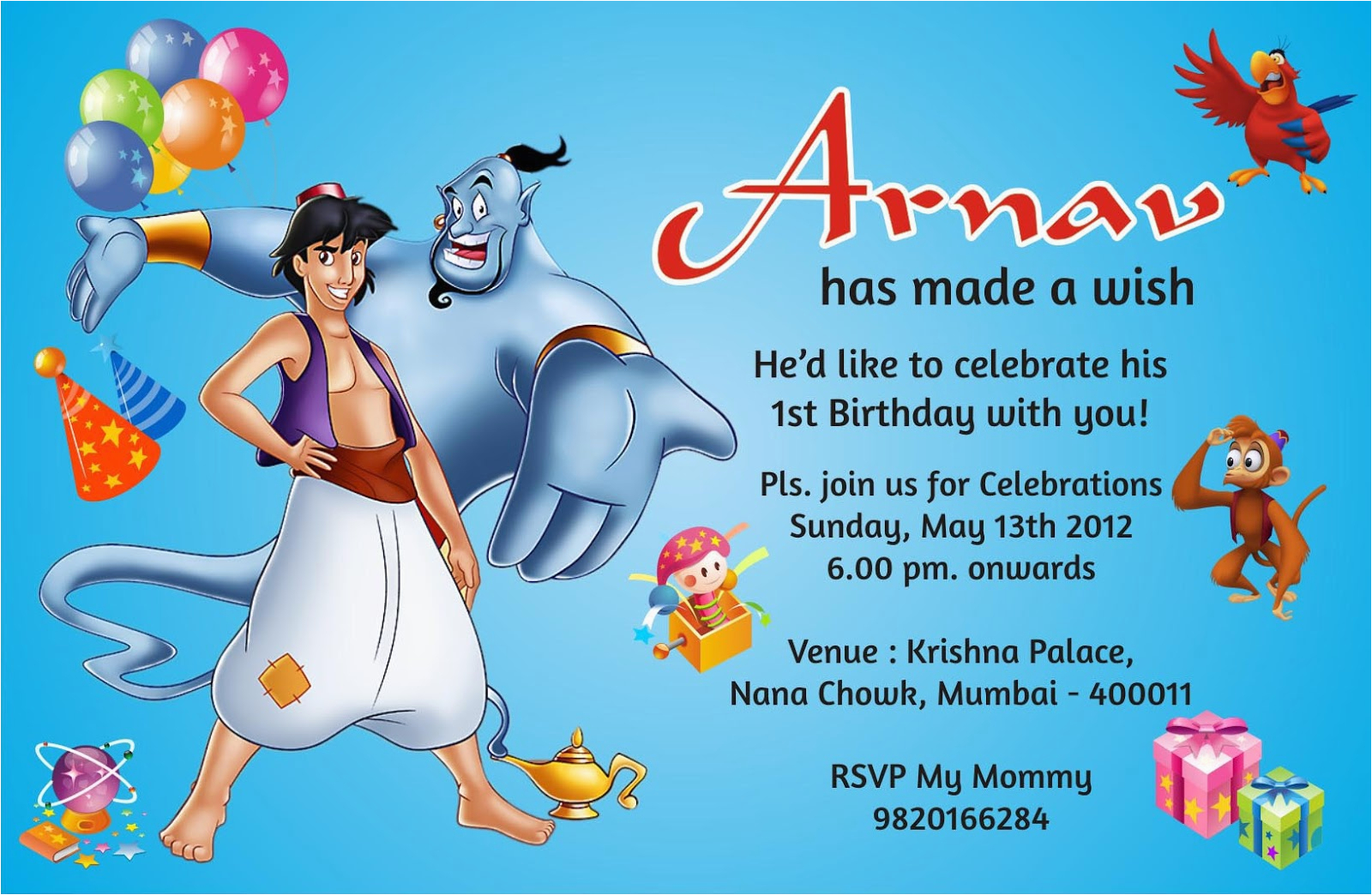 birthday party invitation card invite personalised return