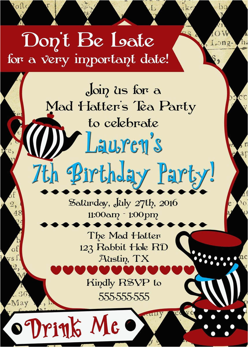 alice in wonderland birthday invitations free invitation