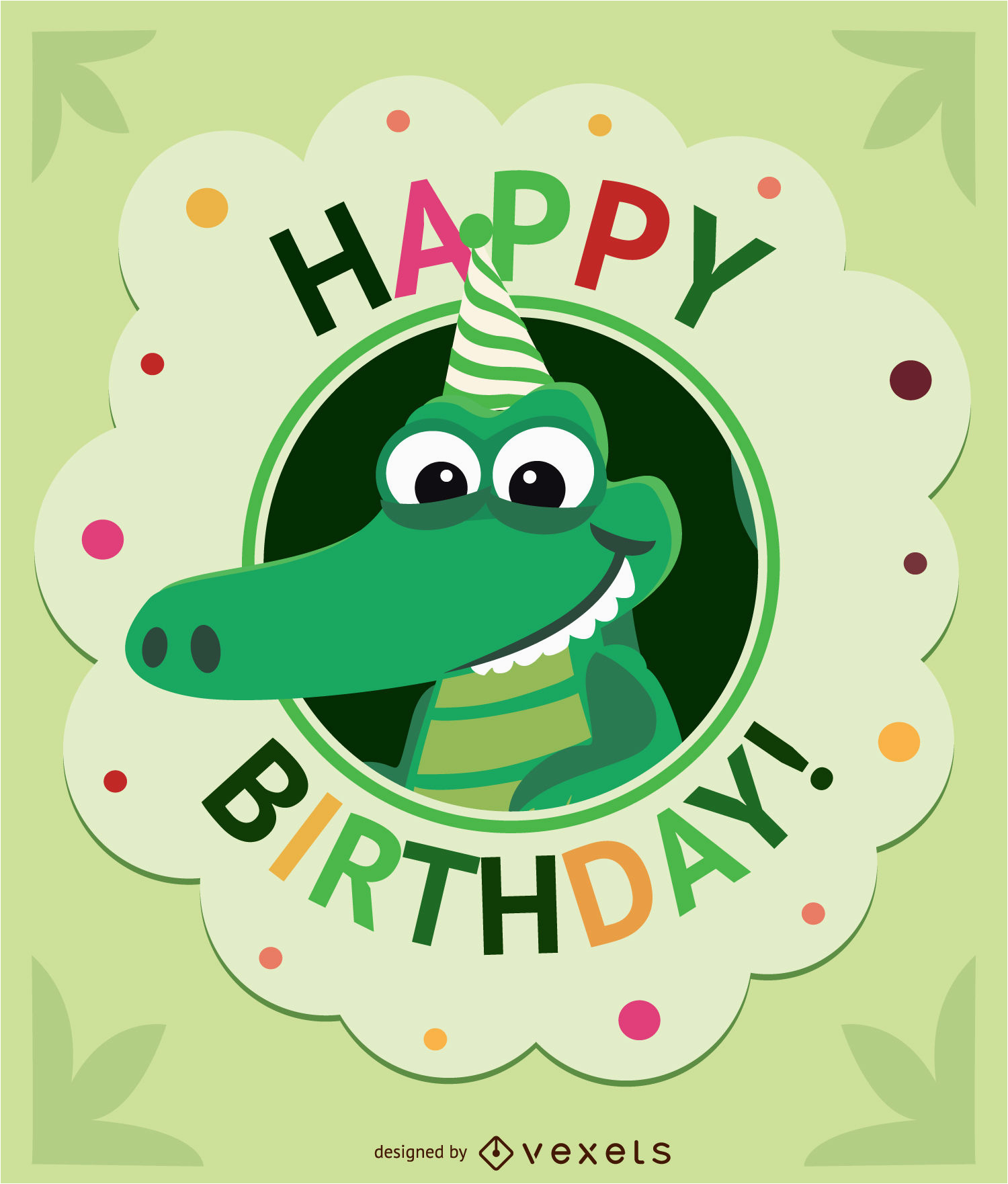 birthday cartoon crocodile card vector download