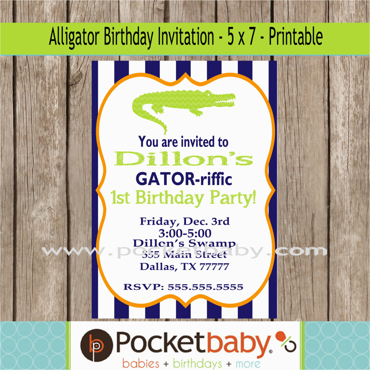 alligator birthday party invitation