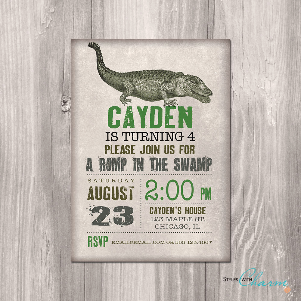 crocodile birthday invitation alligator