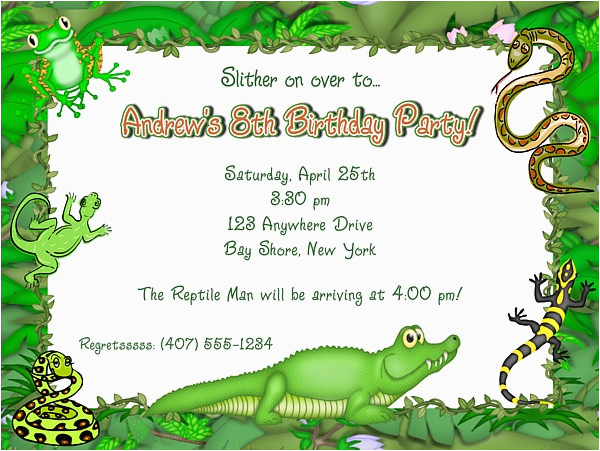 reptile alligator birthday party invitations