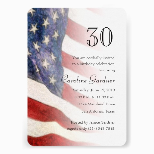 any number birthday invitation american flag 161910264610909048