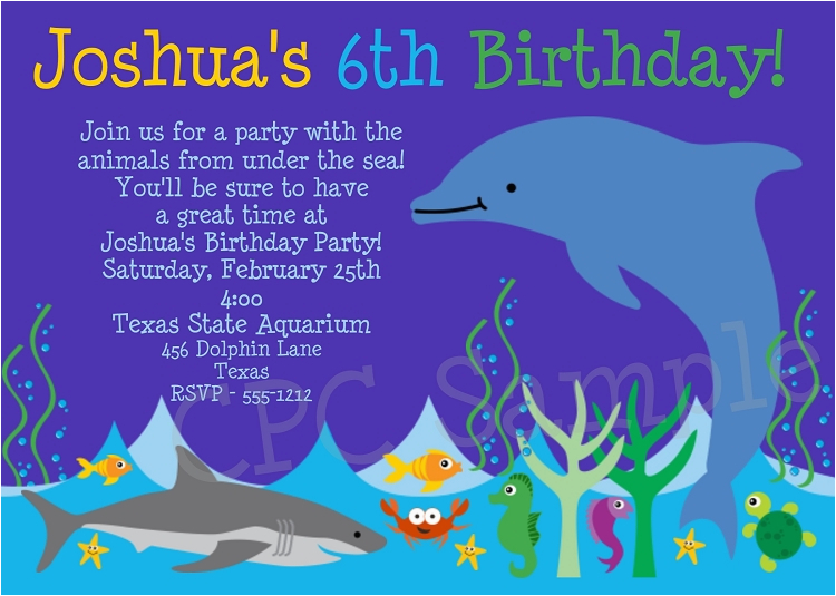 dolphin aquarium birthday invitations p 1751
