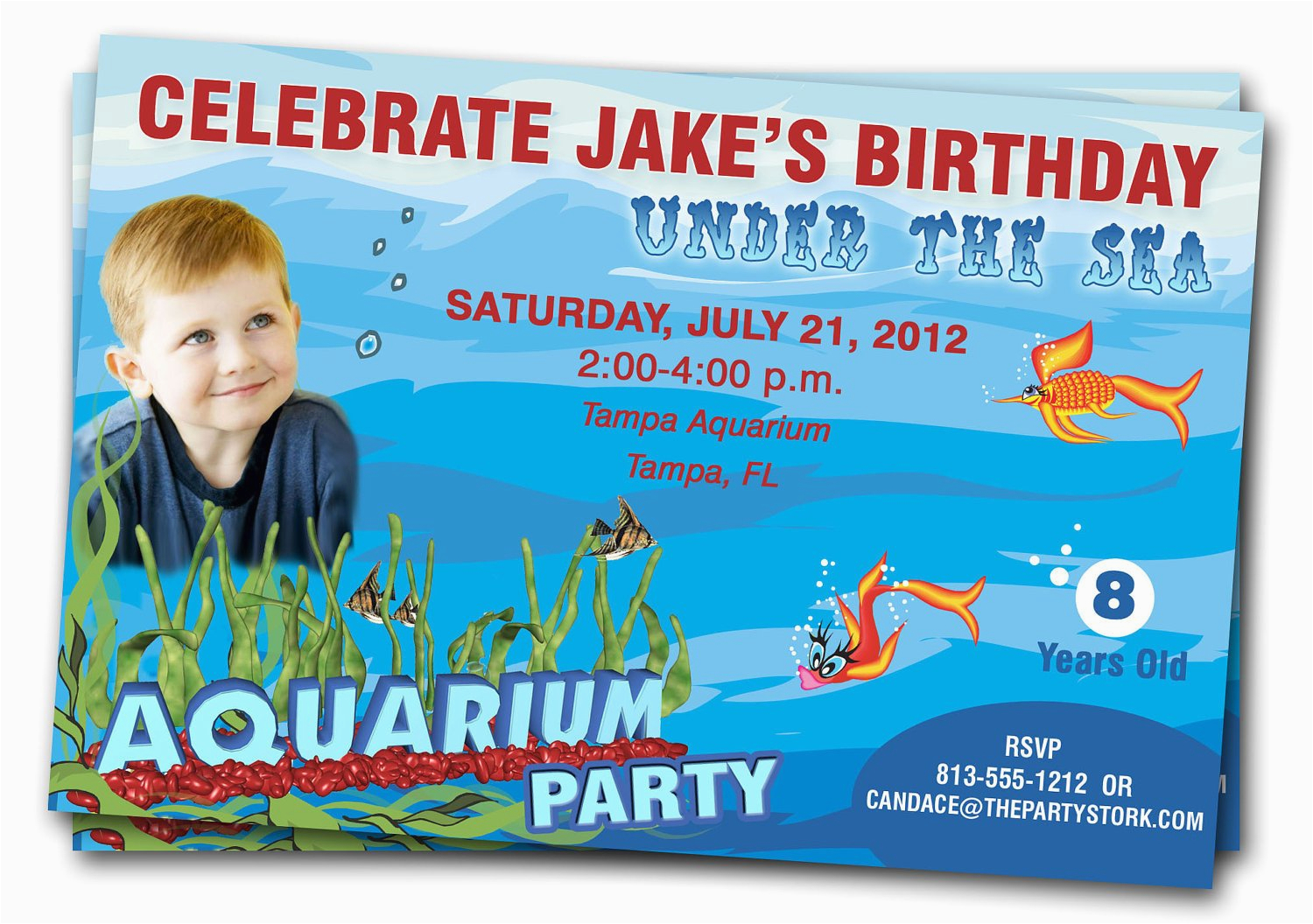 aquarium birthday party invitation under