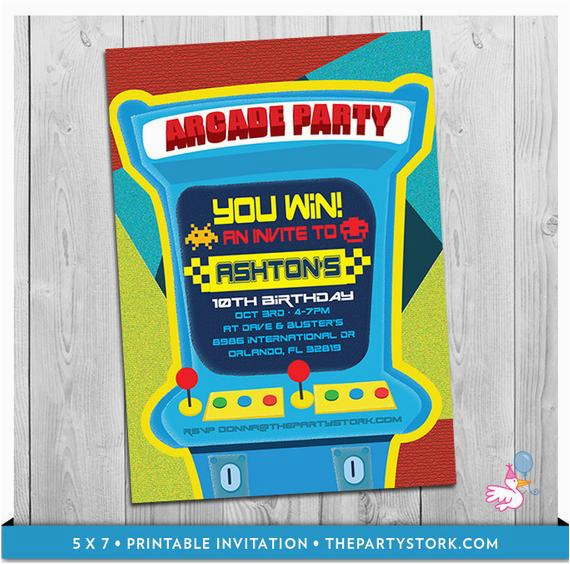 arcade invitation printable personalized