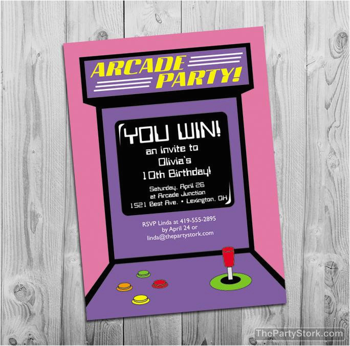 Arcade Birthday Party Invitations Arcade Party Invitation Digital Printable Invite for Girls