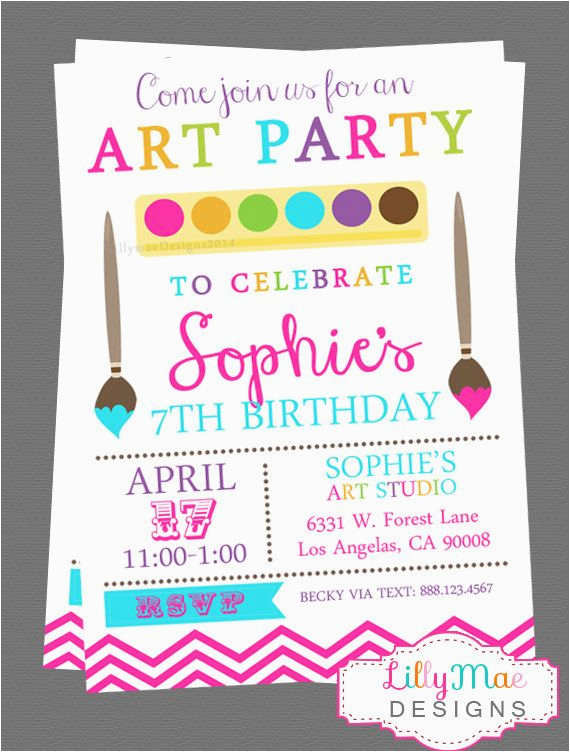 art party invitation paint party invitation craft party
