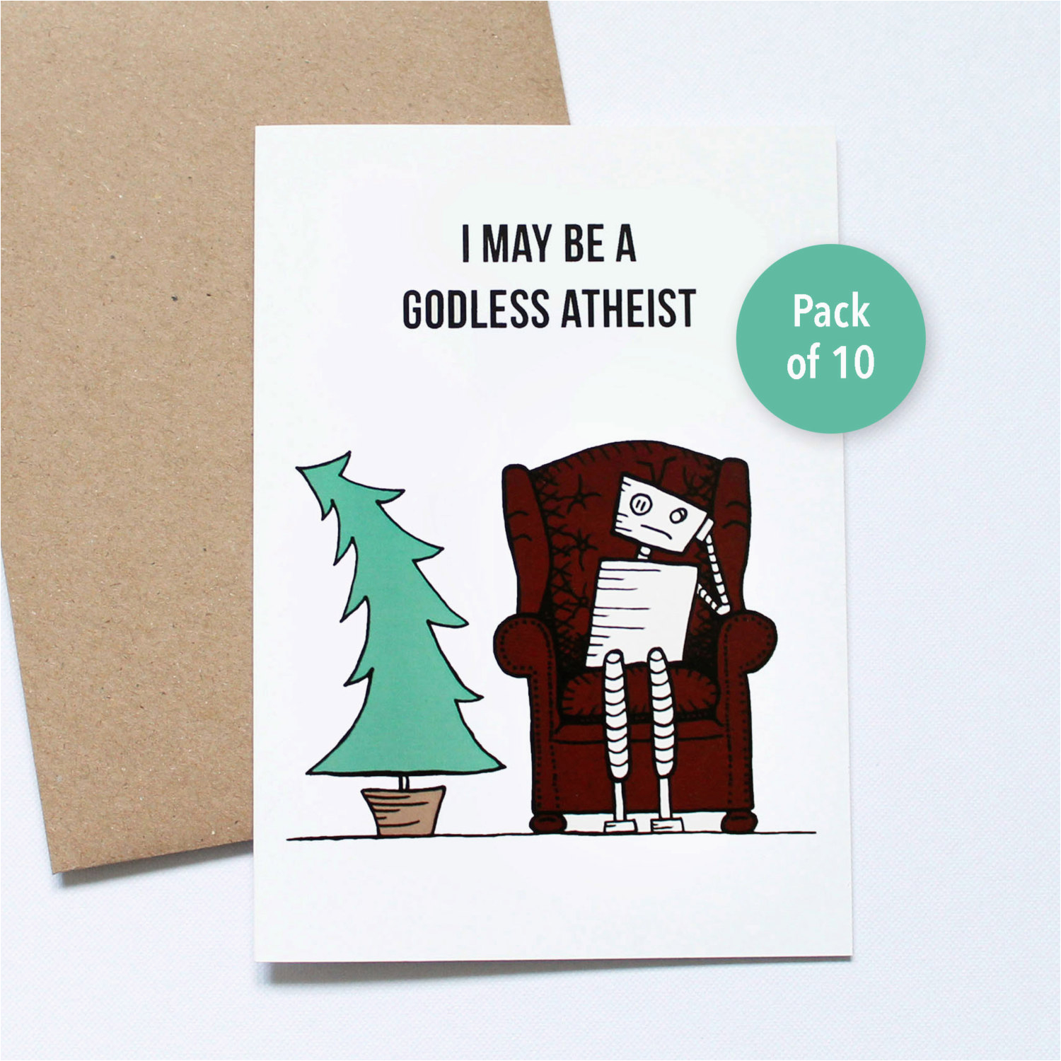 robot winter solstice card atheist cards
